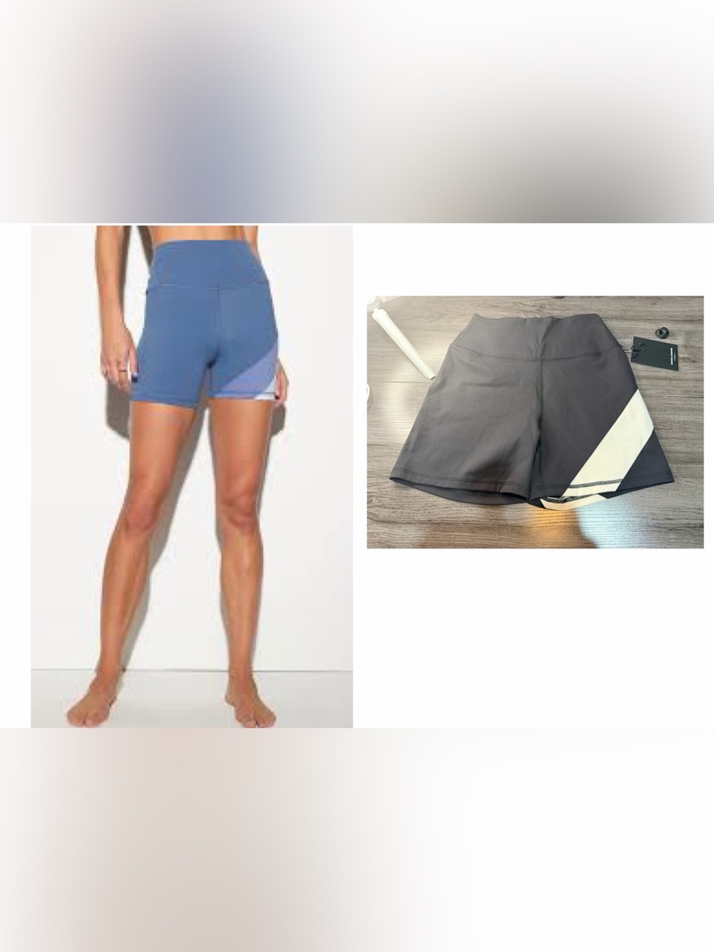 NWT Spiritual Gangster High-Rise Bike Shorts w/Diagonal Panel - Black & White